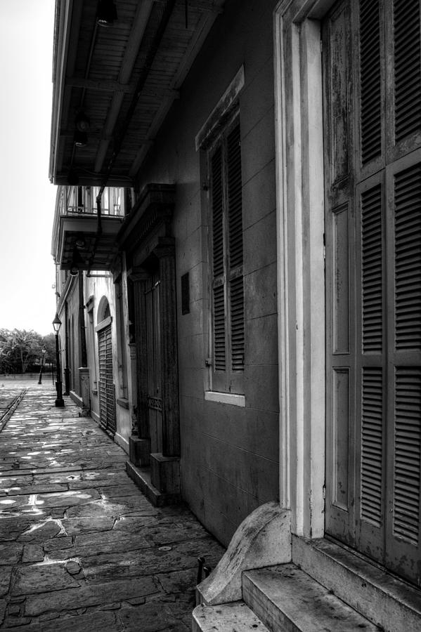 New Orleans Photograph - Jackson House toward Jackson Square in Black and White by Greg and Chrystal Mimbs