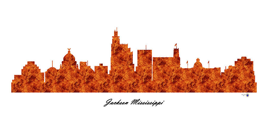 Jackson Mississippi Raging Fire Skyline Digital Art by Gregory Murray