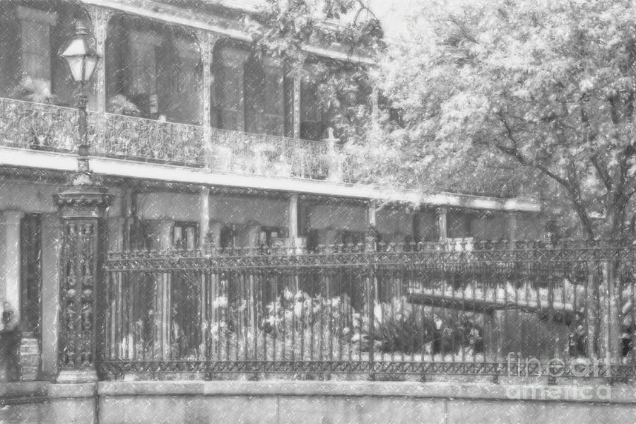 Jackson Square and Pontalba Apartments New Orleans Charcoal Photograph by Kathleen K Parker