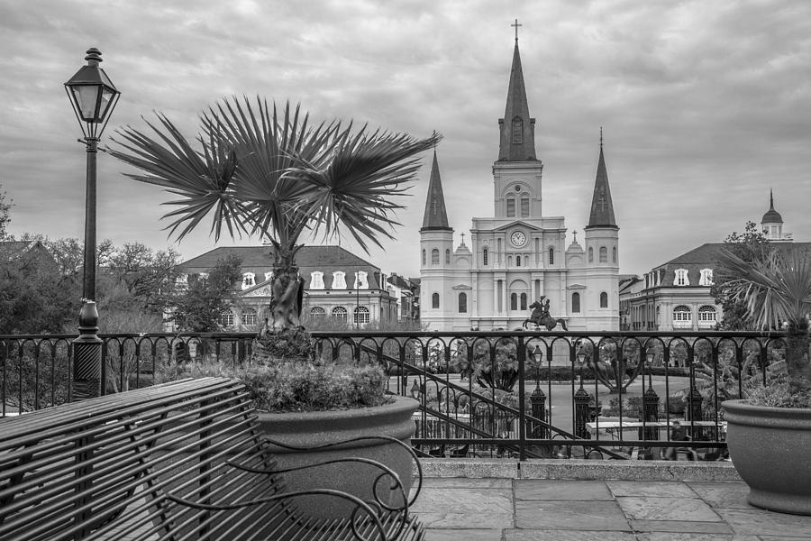 Jackson Square in New Orleans in Black and White  Photograph by John McGraw