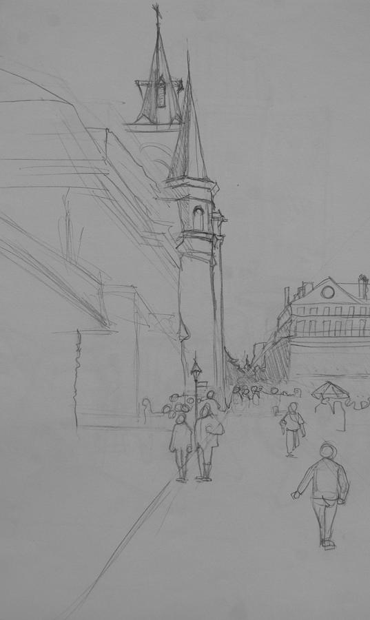 Jackson Square New Orleans Drawing by Jani Freimann