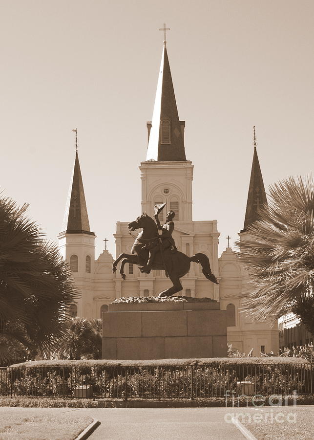 Jackson Square Statue in Sepia Photograph by Carol Groenen