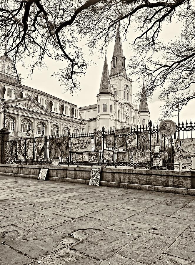 New Orleans Photograph - Jackson Square Winter sepia by Steve Harrington