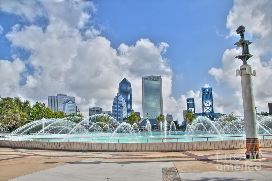 Jacksonville friendship fountain HDR Photograph by Ules Barnwell