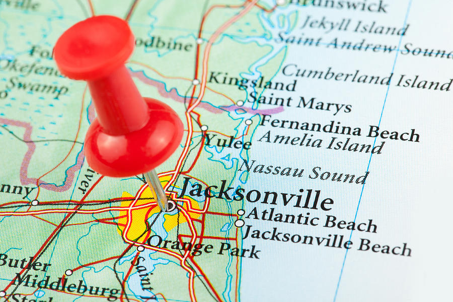 Jacksonville Map, Florida - USA Photograph by Rzdeb