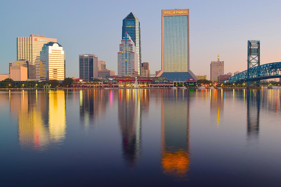 Jacksonville Photograph - Jacksonville Over the St Johns River by Frozen in Time Fine Art Photography