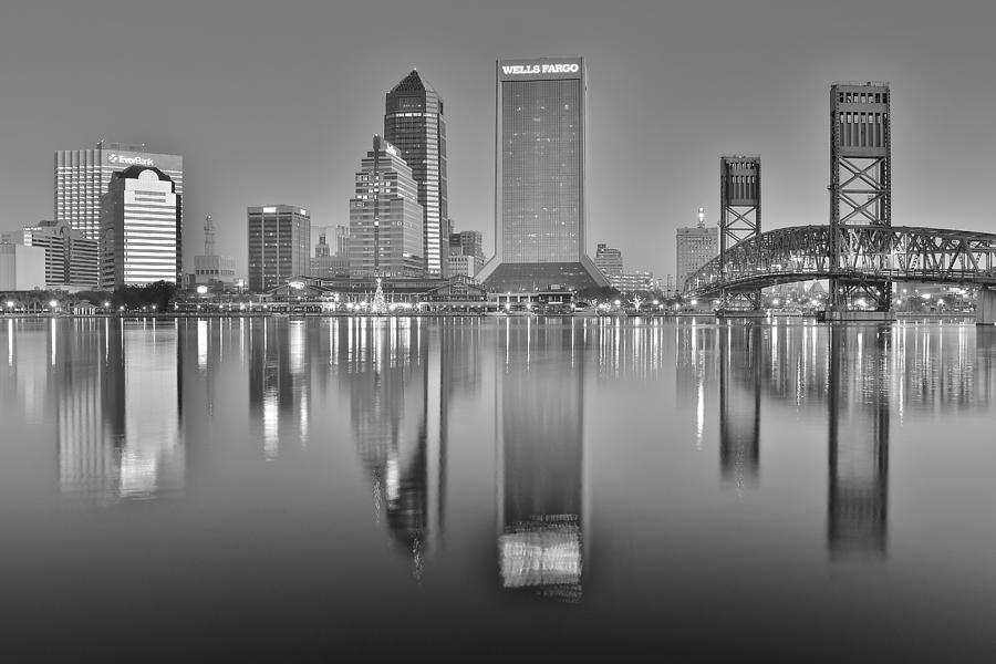 Jacksonville Reflecting in Black and White Photograph by Frozen in Time Fine Art Photography