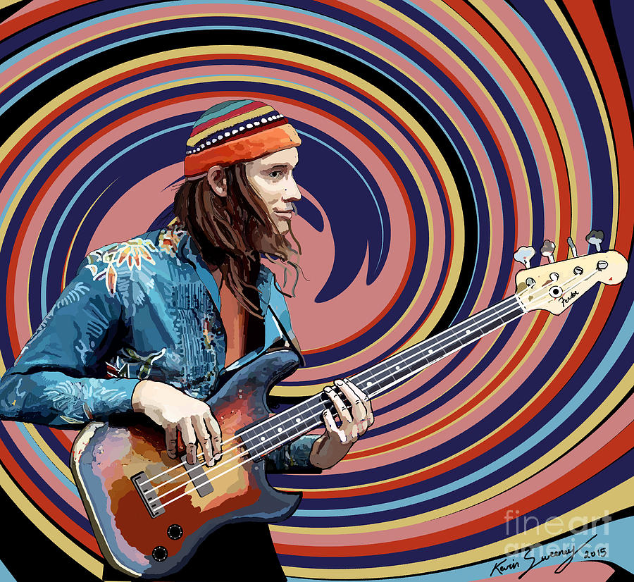 Bass Drawing - Jaco Pastorius by Kevin Sweeney