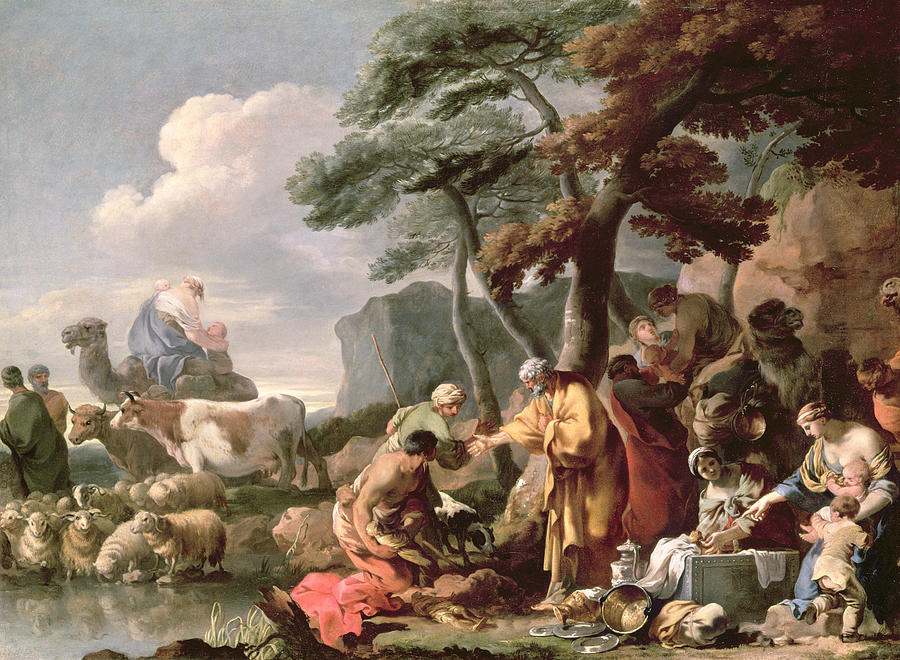 Jacob Burying The Strange Gods Under The Oak By Shechem Oil On Canvas Photograph by Sebastien Bourdon