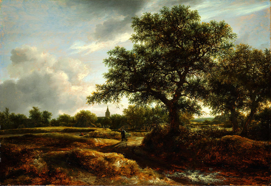 Jacob van Ruisdael Landscape with a Village in the Distance 1646 Painting by MotionAge Designs