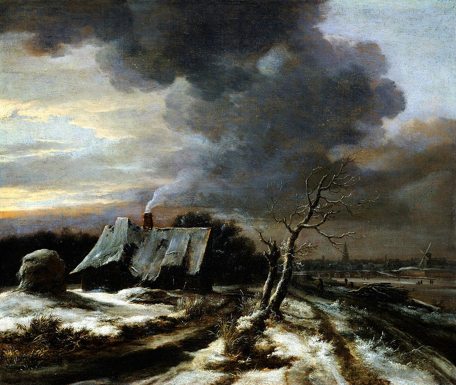 Jacob van Ruisdael Winter Landscape with a view of the Amstel River and Amsterdam the 1650s Painting by MotionAge Designs
