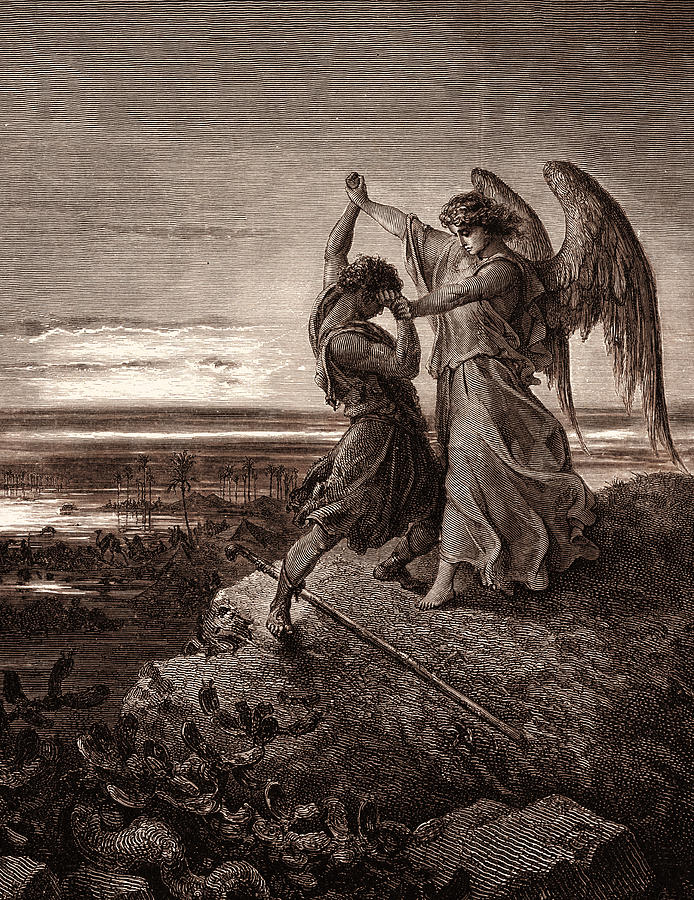 Gustave Dore Drawing - Jacob Wrestling With The Angel by Litz Collection
