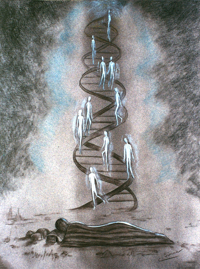 Jacobs Ladder Drawing by Cati Simon