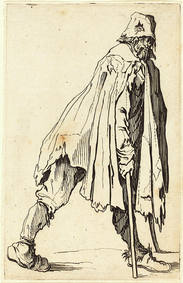 Jacques Drawing - Jacques Callot French, 1592 - 1635, Beggar With Crutches by Quint Lox