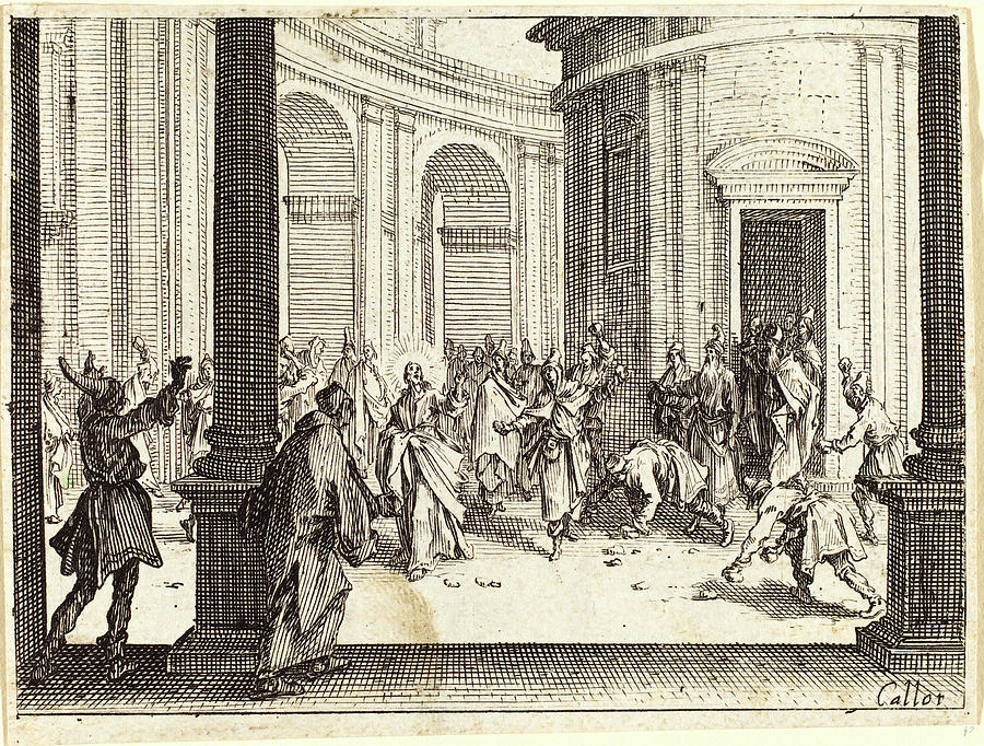 Jesus Christ Drawing - Jacques Callot, French 1592-1635, Stoning Of Jesus by Litz Collection