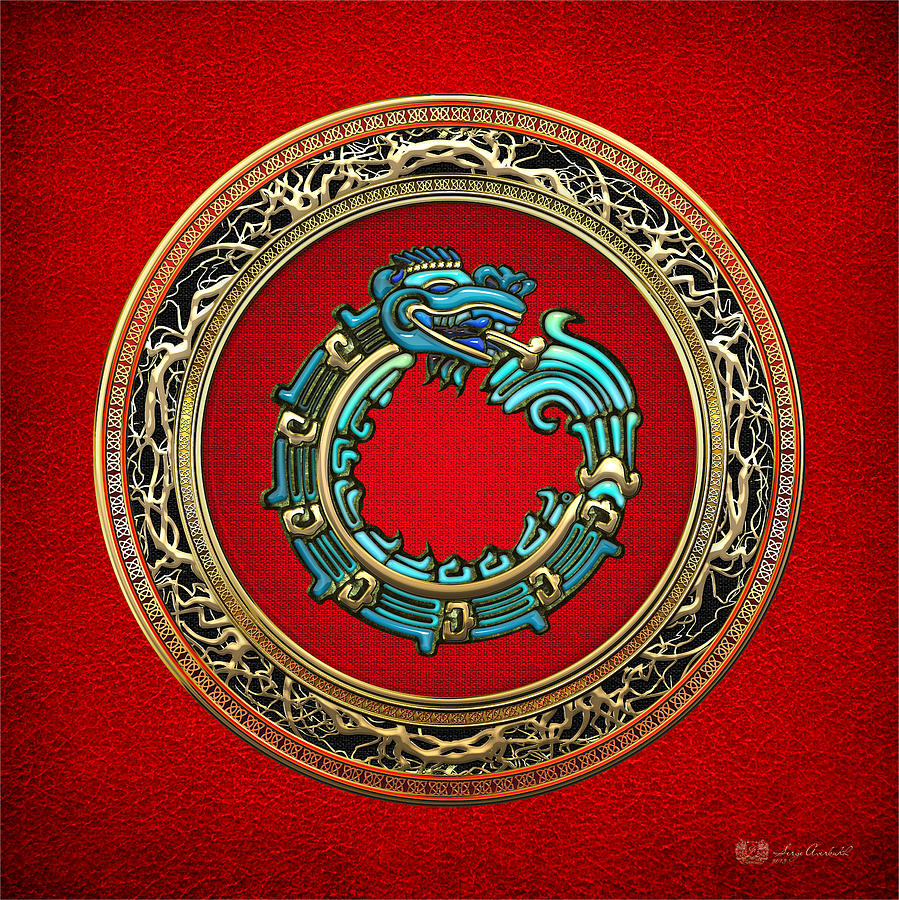 Jade Serpent God Quetzalcoatl  Digital Art by Serge Averbukh