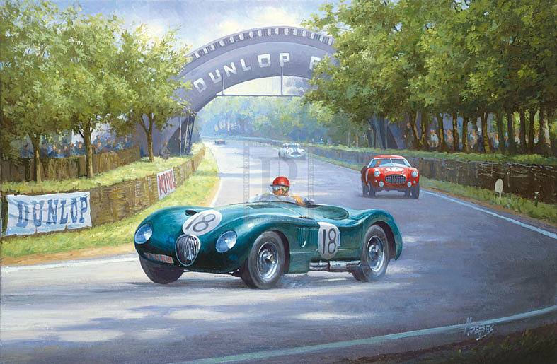 Jaguar D Type Painting by Mike Jeffries