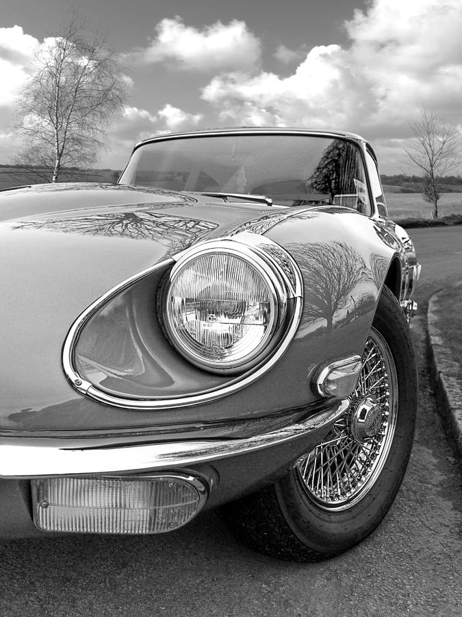 Vintage Photograph - Jaguar E-Type Black and White by Gill Billington