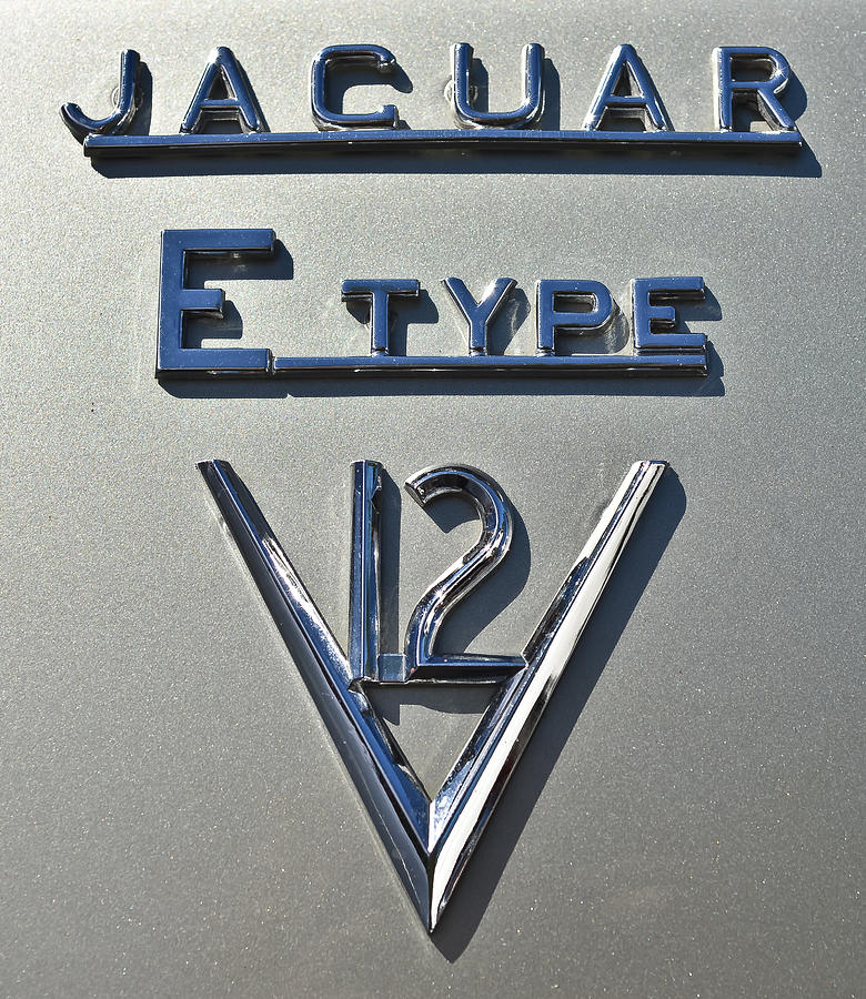 Jaguar E Type V12 Logo Photograph by Ronda Broatch