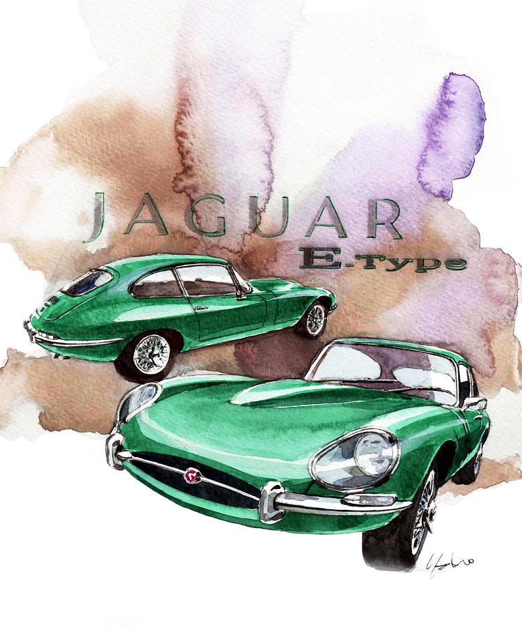 Jaguar E-type Painting - Jaguar E Type by Yoshiharu Miyakawa