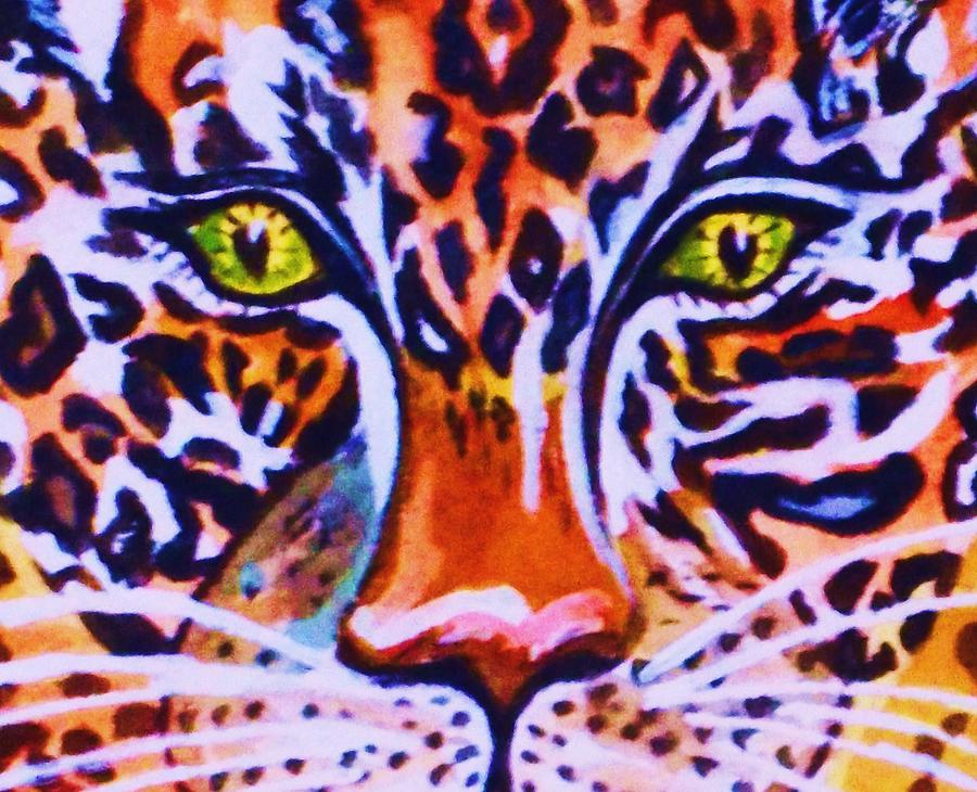 Wildlife Painting - Jaguar Eyes-  by Ellen Levinson