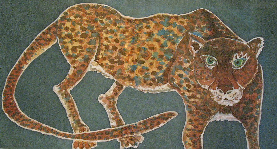 Jaguar on Teal Painting by Kelly Smith