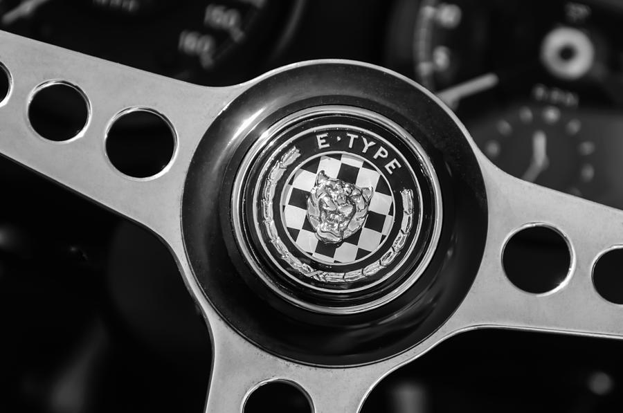 Jaguar Steering Wheel Emblem -1185bw Photograph by Jill Reger