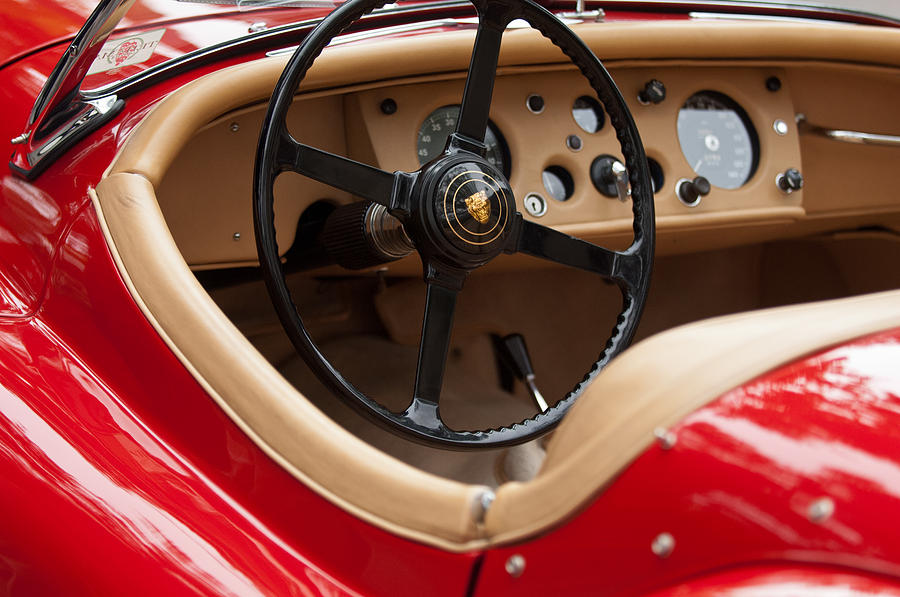 Car Photograph - Jaguar Steering Wheel by Jill Reger
