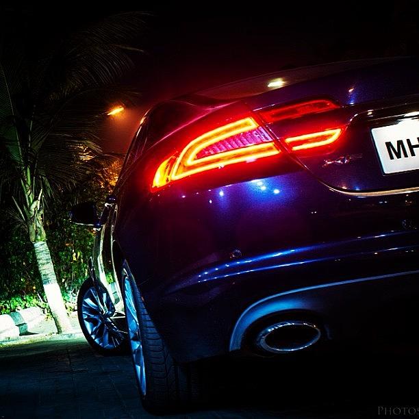 Lamp Photograph - Jaguar Xf At Night. Photography By by Rachit Hirani
