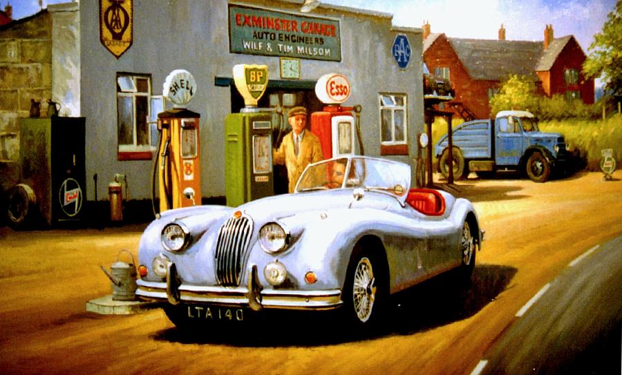 Car Painting - Jaguar XK 140 by Mike Jeffries