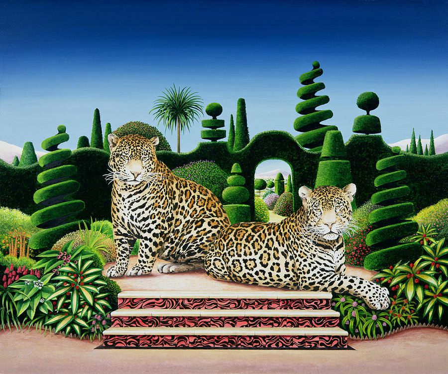 Tiger Painting - Jaguars In A Garden by Anthony Southcombe