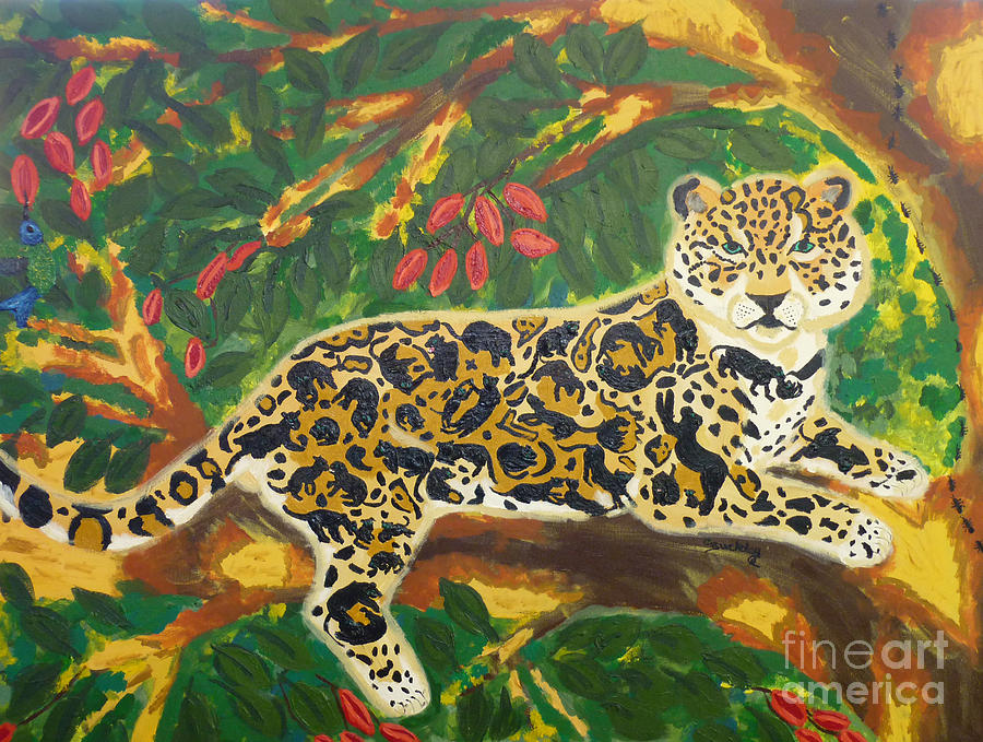 Jaguars in a Jaguar Painting by Cassandra Buckley