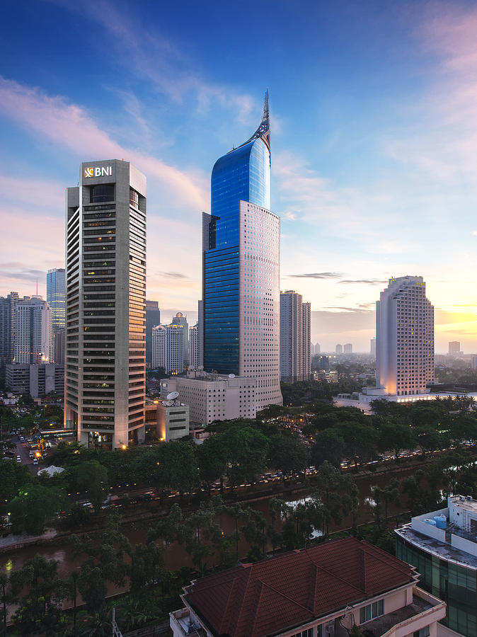 Jakarta business district with iconic BNI building Photograph by Afriandi