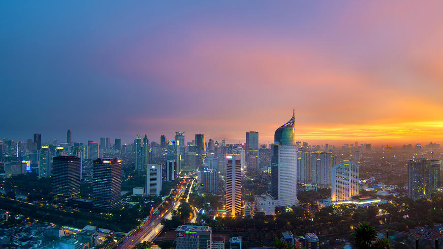 Jakarta Cityscape Epic Sunset Photograph by Abdul Azis