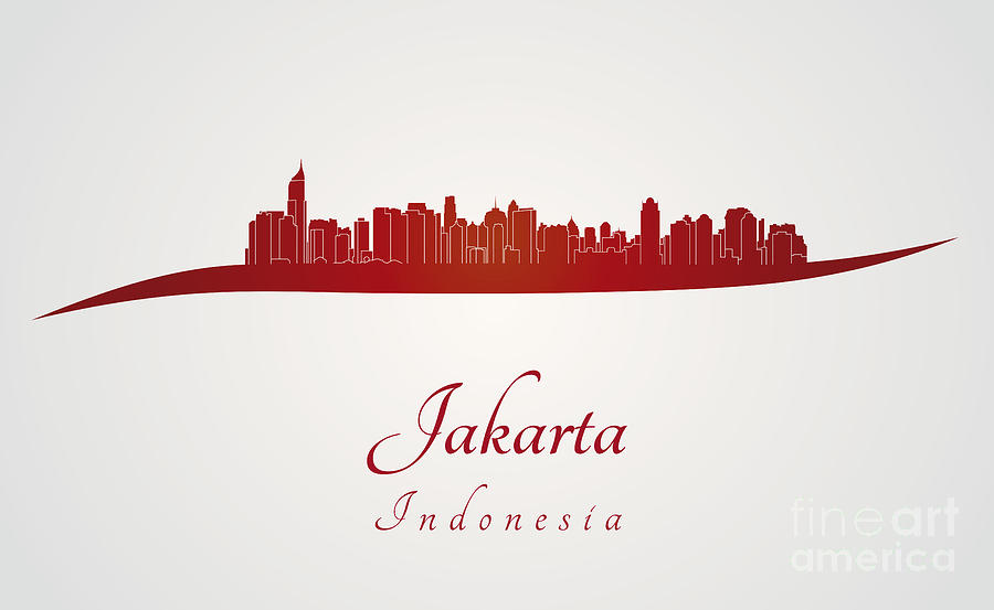 Jakarta Skyline in red Digital Art by Pablo Romero
