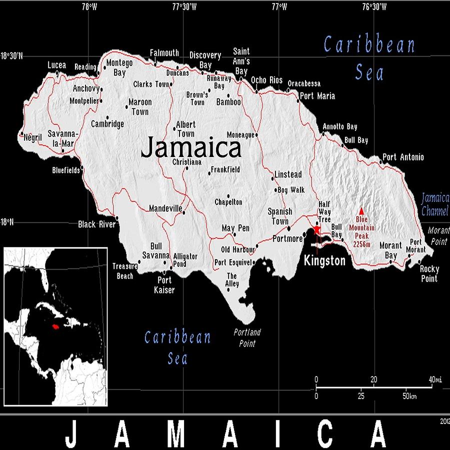 City Mixed Media - jamaica Exotic Map by Florene Welebny