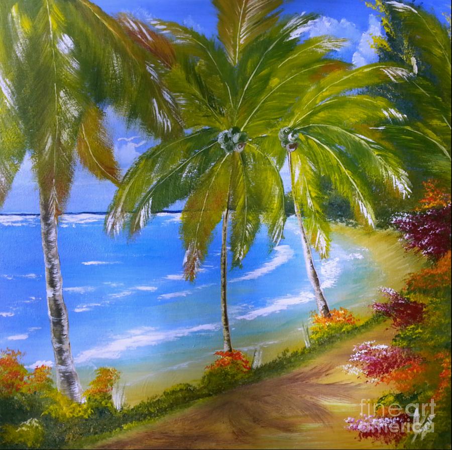 Beach Painting - Jamaica Palms by Collin A Clarke