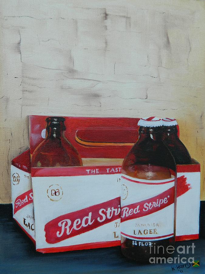 Jamaica Red Stripe Beer Painting by Kenneth Harris