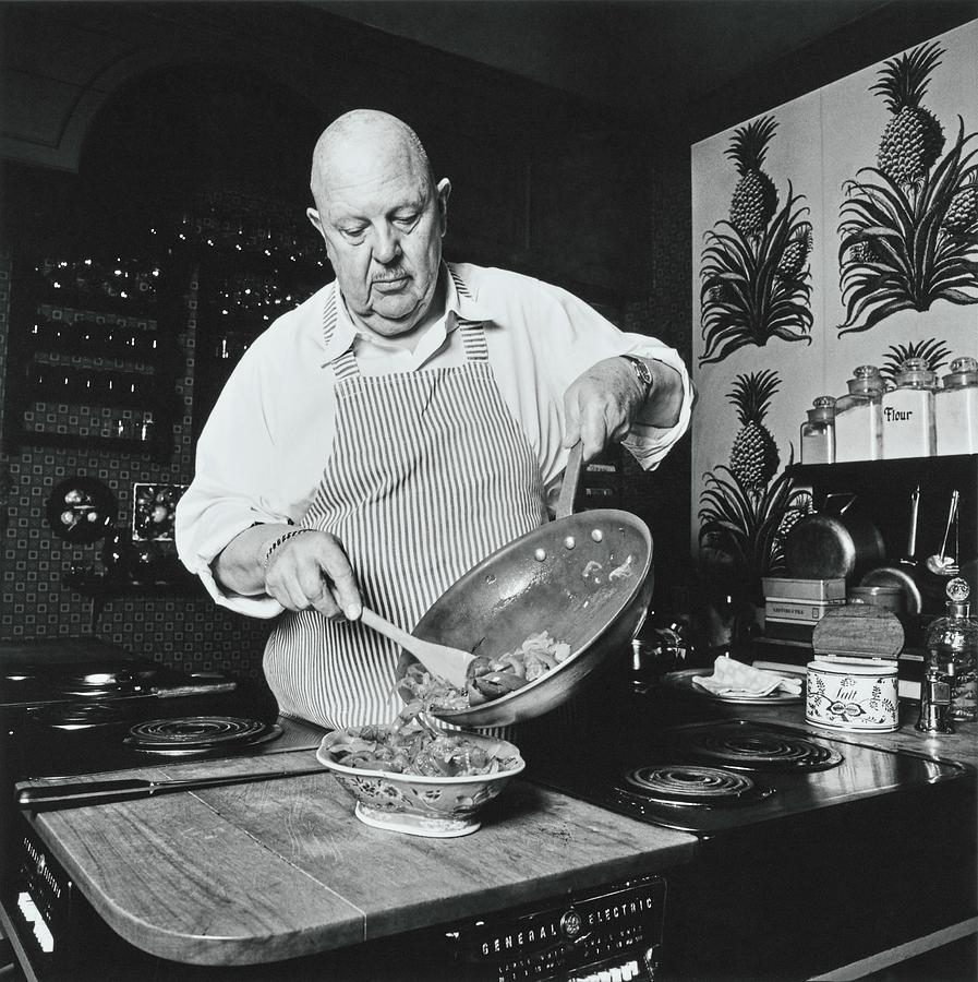 James Beard Cooking Photograph by Ernst Beadle
