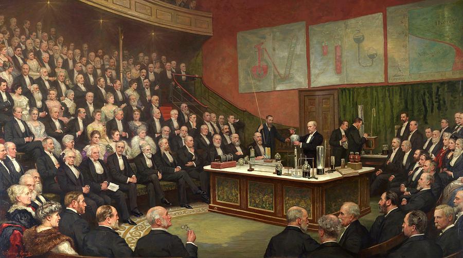 British Photograph - James Dewar Lecturing In 1904 by Royal Institution Of Great Britain / Science Photo Library