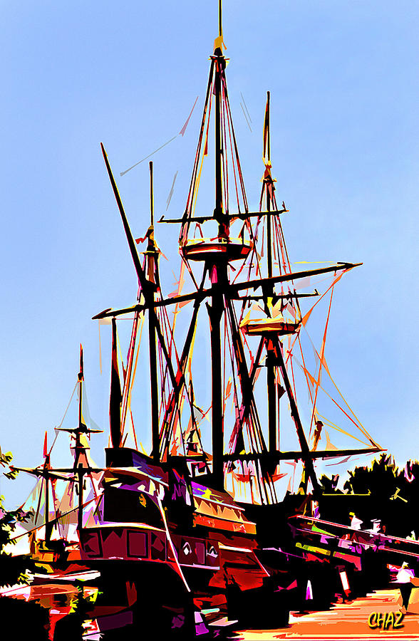 Tall Ships at Dock Painting by CHAZ Daugherty