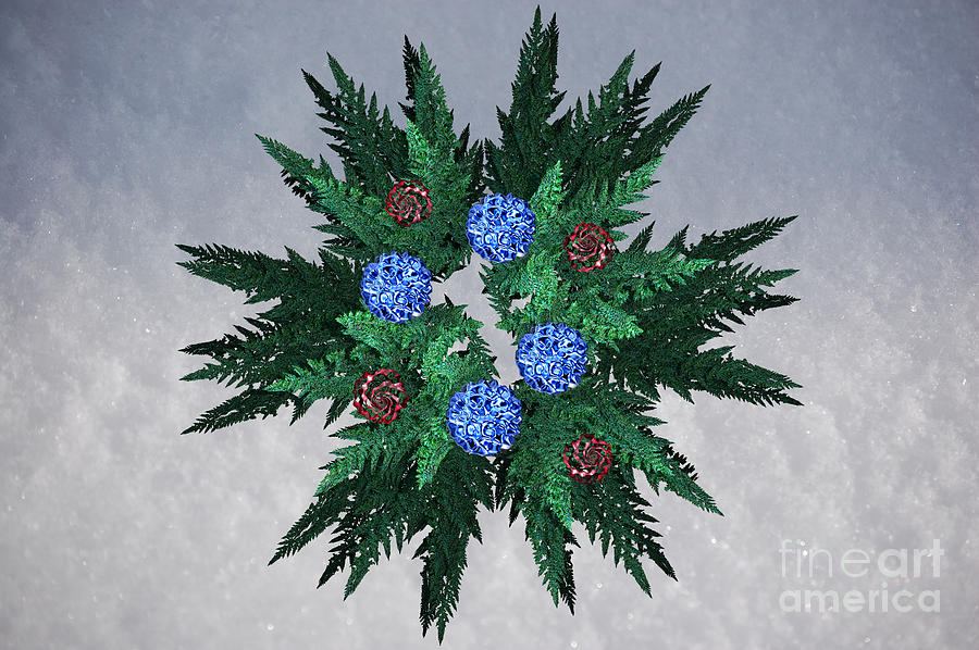 Jammer Blue Red Snow Wreath Digital Art by First Star Art