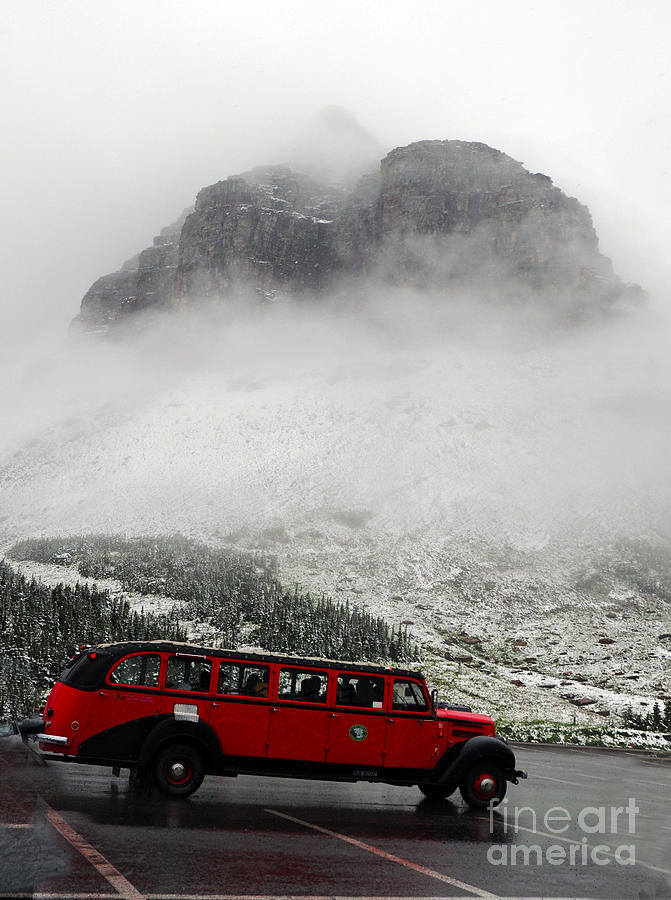 Jammer Bus - Glacier NP Photograph by Cindy Murphy - NightVisions 