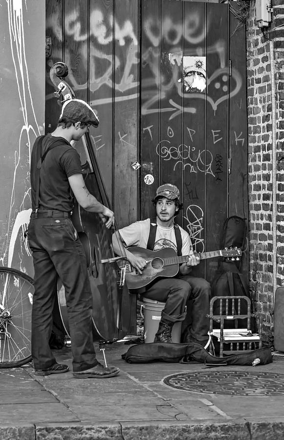 New Orleans Photograph - Jammin in the French Quarter bw by Steve Harrington