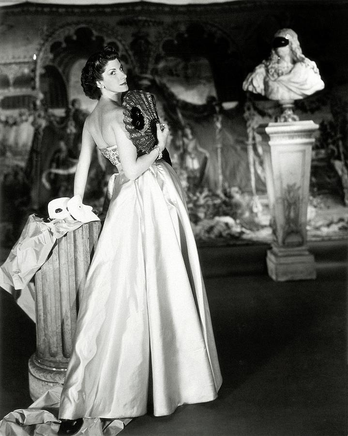 Jane Engelhard Wearing A Castillo Dress Photograph by Horst P. Horst