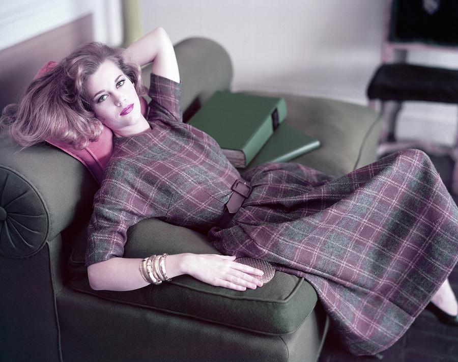 Jane Fonda Wearing A Plaid Dress Photograph by Horst P. Horst