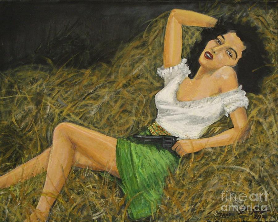Big Movie Painting - Jane Russell in the outlaw. by Larry E Lamb