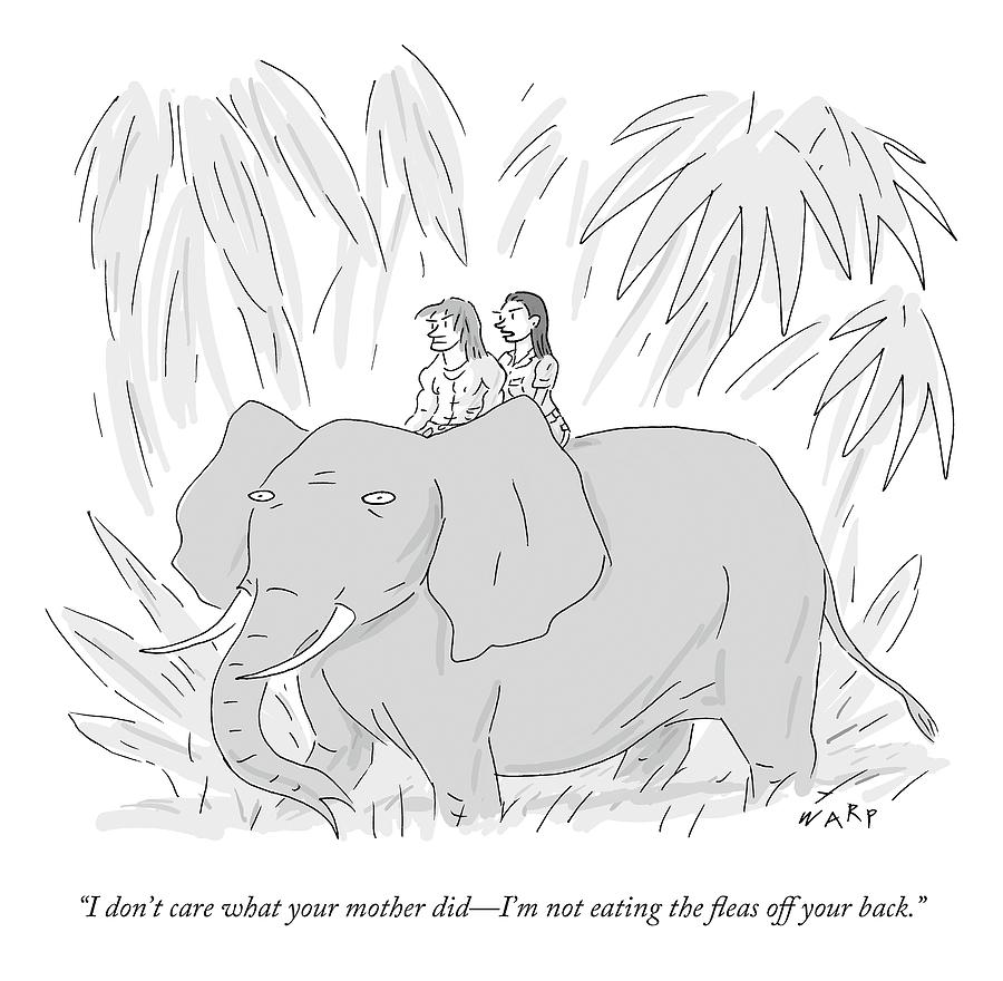 Jane Says To Tarzan As They Ride An Elephant Drawing by Kim Warp