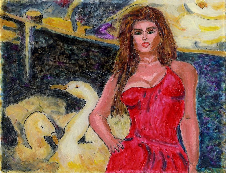 Janis and the Swans Painting by Phil Strang