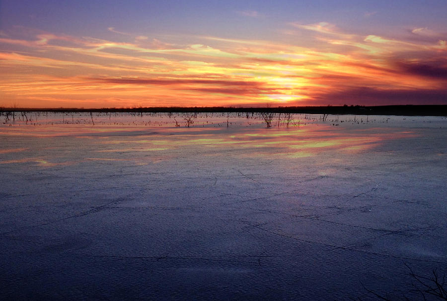 January Sunset at El Dorado Lake Photograph by Rod Seel